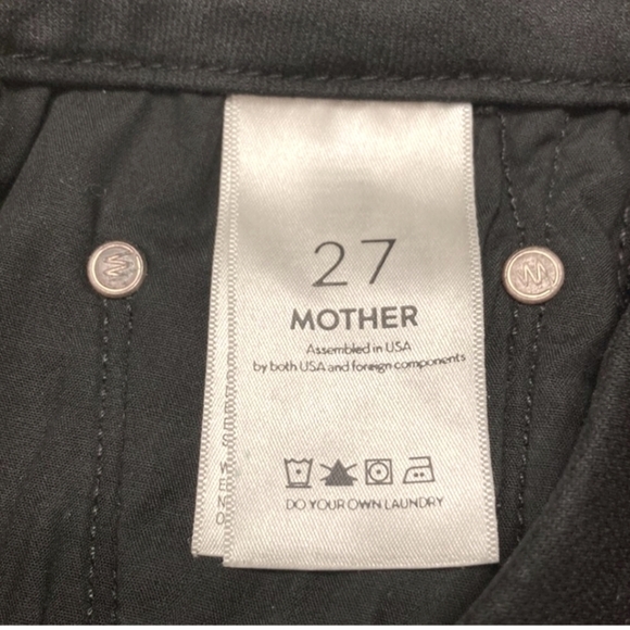 MOTHER The Looker Ankle Fray Black Distressed Denim Skinny Jeans Size 27 - Picture 15 of 15